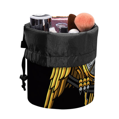 Steampunk Owl Print Drawstring Makeup Bag
