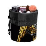 Steampunk Owl Print Drawstring Makeup Bag