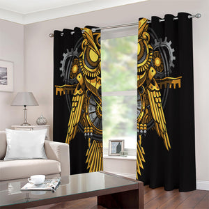 Steampunk Owl Print Extra Wide Grommet Curtains