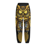 Steampunk Owl Print Fleece Lined Knit Pants