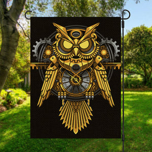 Steampunk Owl Print Garden Flag