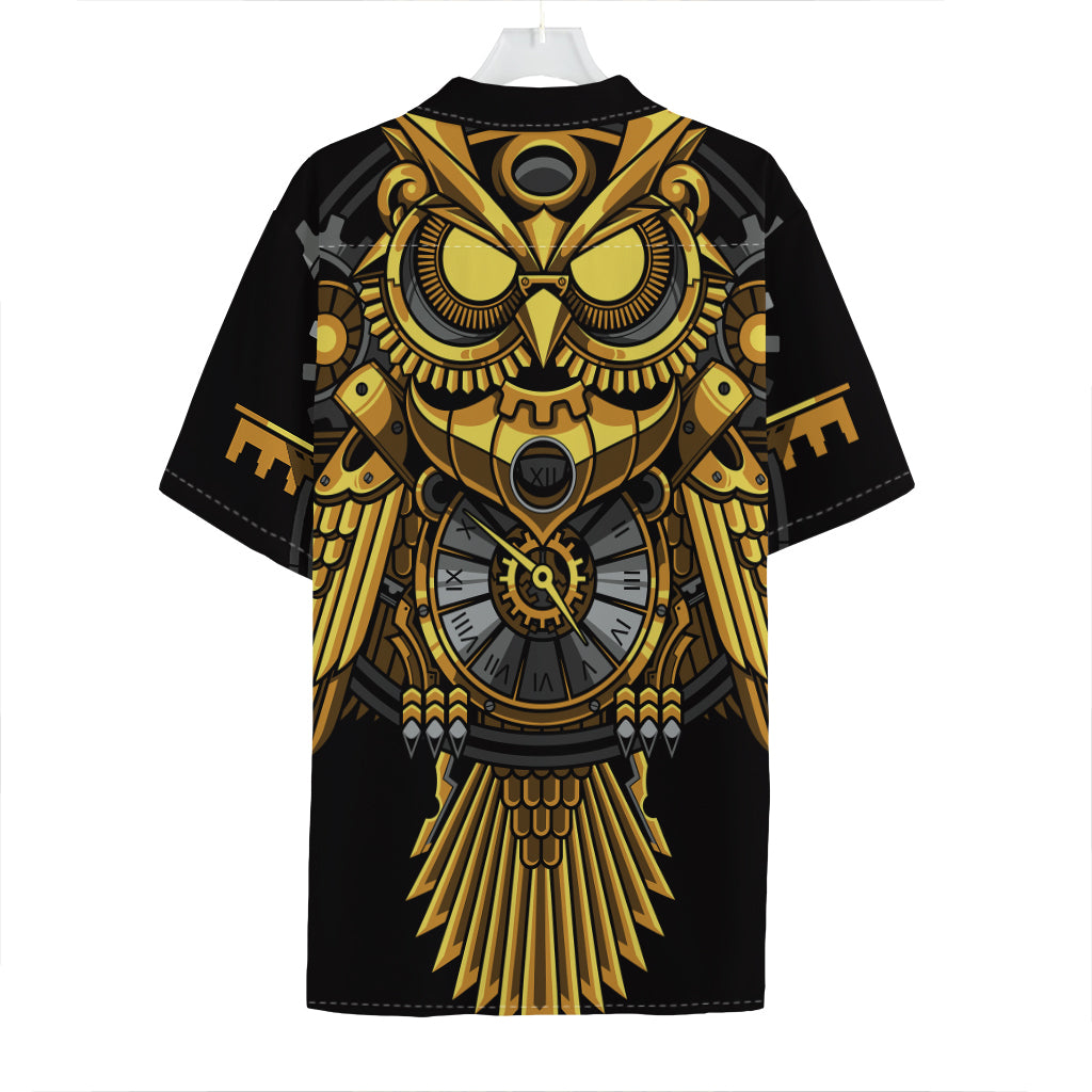 Steampunk Owl Print Hawaiian Shirt