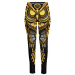 Steampunk Owl Print High-Waisted Pocket Leggings