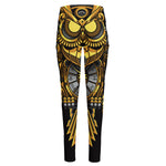 Steampunk Owl Print High-Waisted Pocket Leggings