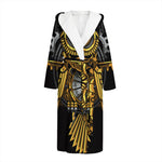 Steampunk Owl Print Hooded Bathrobe