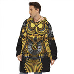 Steampunk Owl Print Hoodie Blanket