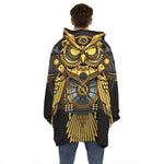 Steampunk Owl Print Hoodie Blanket