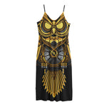 Steampunk Owl Print Jersey Midi Cami Dress