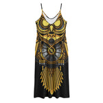 Steampunk Owl Print Jersey Midi Cami Dress