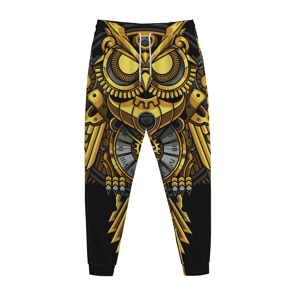 Steampunk Owl Print Jogger Pants