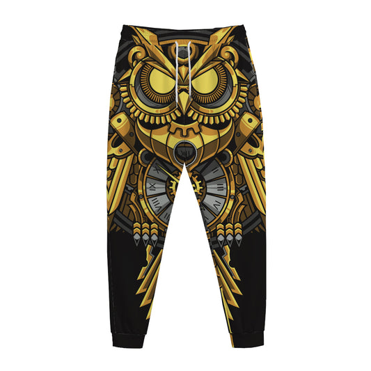 Steampunk Owl Print Jogger Pants