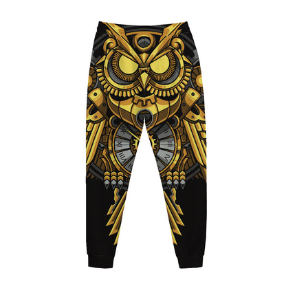 Steampunk Owl Print Jogger Pants
