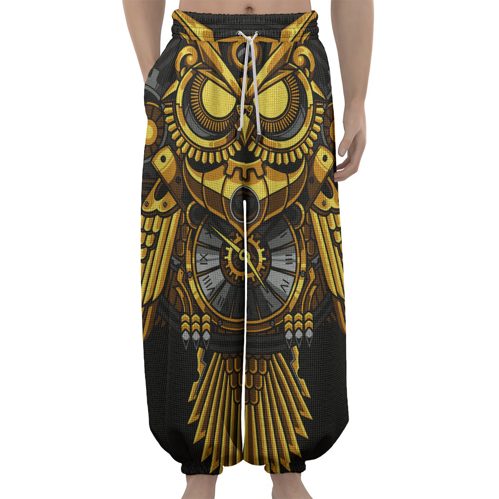 Steampunk Owl Print Lantern Pants
