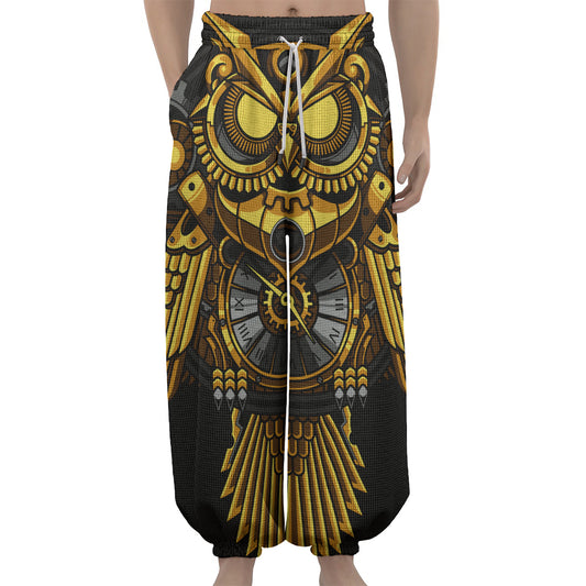 Steampunk Owl Print Lantern Pants