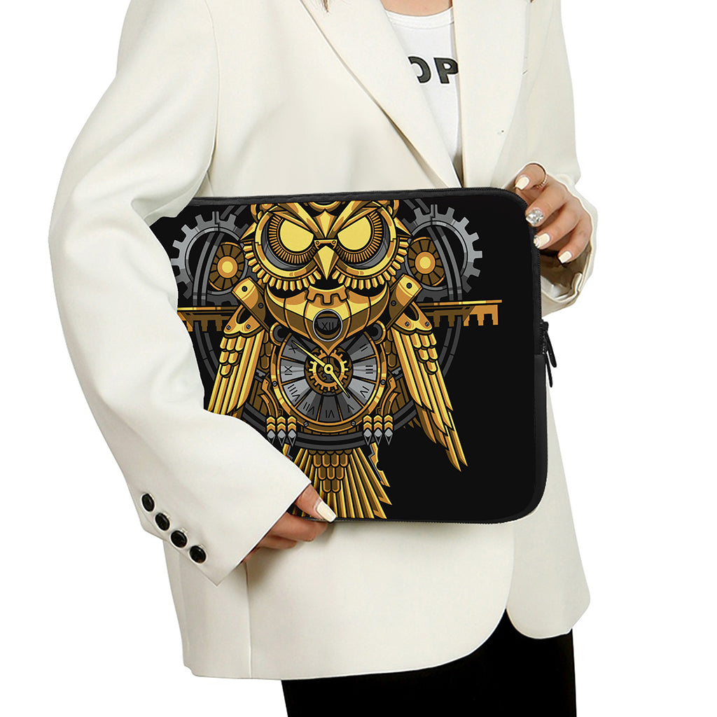 Steampunk Owl Print Laptop Sleeve