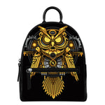 Steampunk Owl Print Leather Backpack