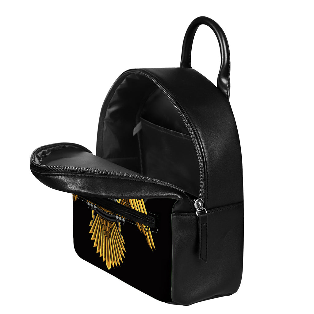 Steampunk Owl Print Leather Backpack