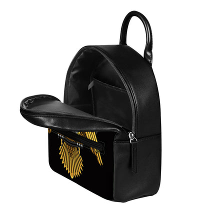 Steampunk Owl Print Leather Backpack