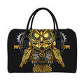 Steampunk Owl Print Leather Duffel Bag
