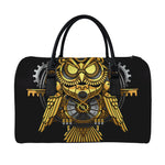 Steampunk Owl Print Leather Duffle Bag