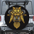 Steampunk Owl Print Leather Spare Tire Cover