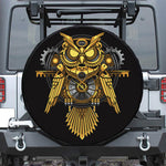 Steampunk Owl Print Leather Spare Tire Cover