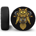Steampunk Owl Print Leather Spare Tire Cover