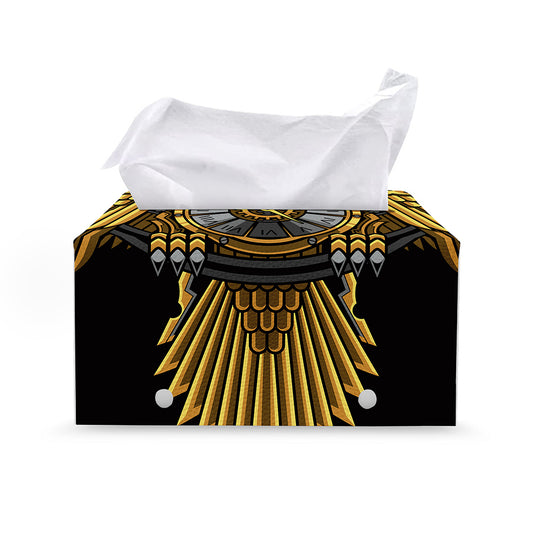 Steampunk Owl Print Leather Tissue Box Cover