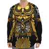 Steampunk Owl Print Long Sleeve Baseball Jersey