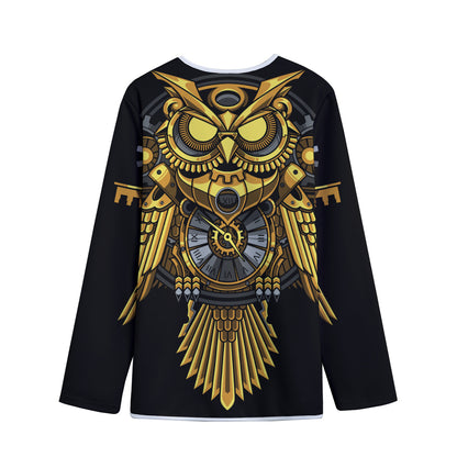 Steampunk Owl Print Long Sleeve Short Coat