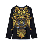 Steampunk Owl Print Long Sleeve Short Coat