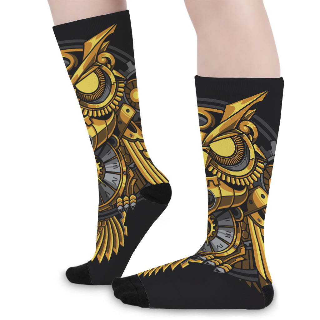 Steampunk Owl Print Long Socks