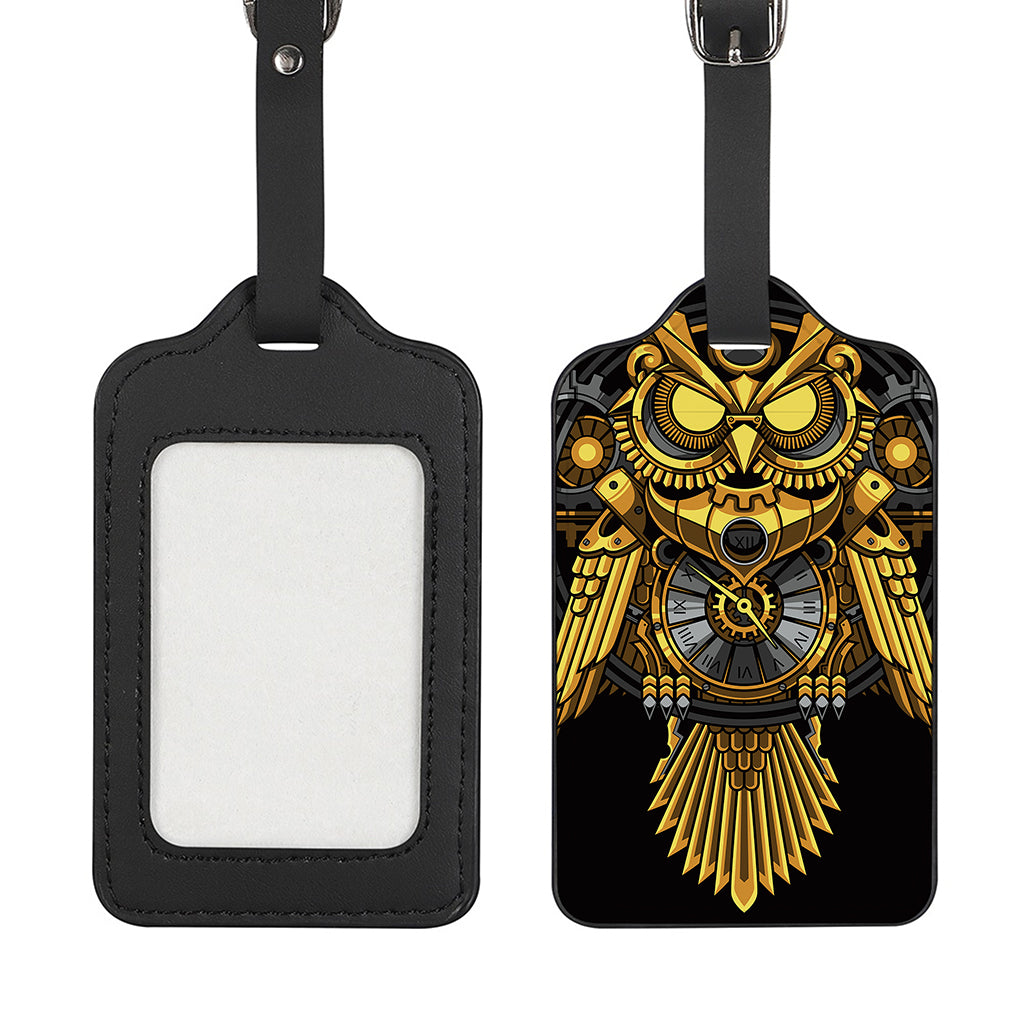 Steampunk Owl Print Luggage Tag