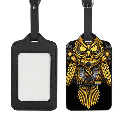 Steampunk Owl Print Luggage Tag