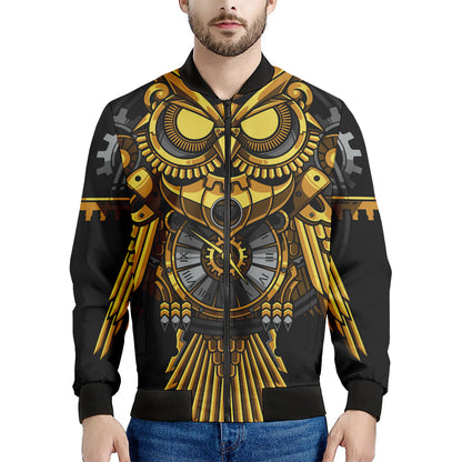 Steampunk Owl Print Men's Bomber Jacket