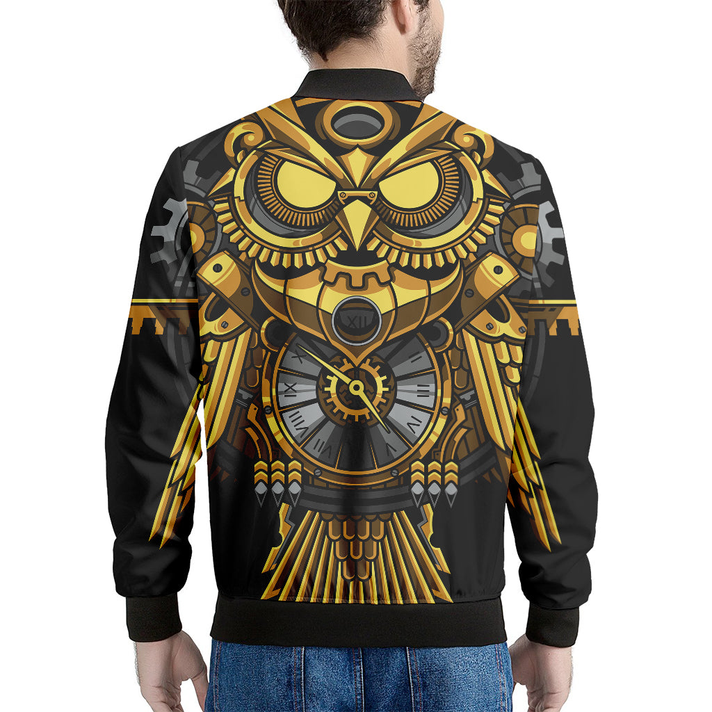 Steampunk Owl Print Men's Bomber Jacket