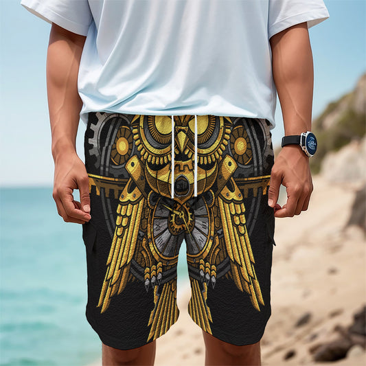 Steampunk Owl Print Men's Cargo Shorts