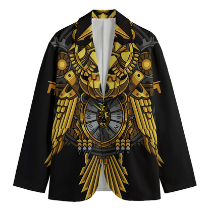 Steampunk Owl Print Men's Cotton Blazer