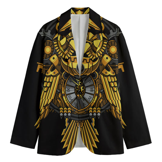 Steampunk Owl Print Men's Cotton Blazer
