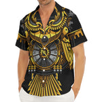 Steampunk Owl Print Men's Deep V-Neck Shirt