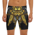 Steampunk Owl Print Men's Long Boxer Briefs