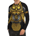Steampunk Owl Print Men's Long Sleeve Rash Guard