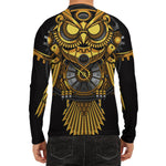 Steampunk Owl Print Men's Long Sleeve Rash Guard