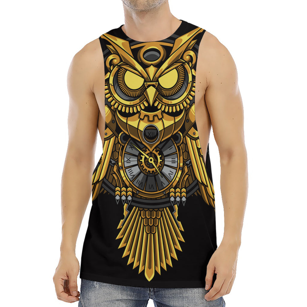 Steampunk Owl Print Men's Muscle Tank Top