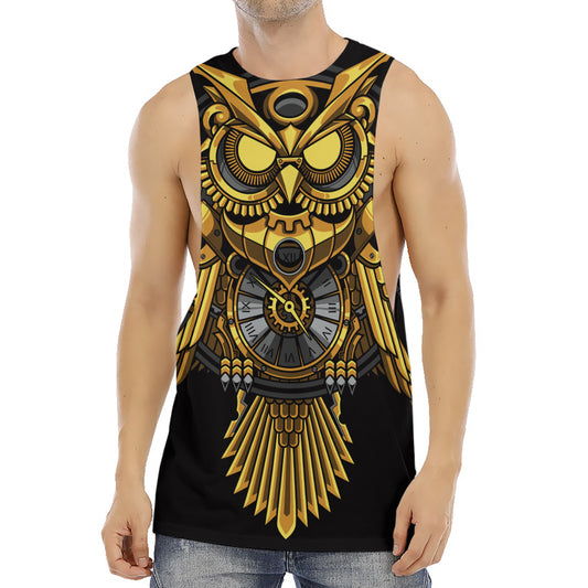 Steampunk Owl Print Men's Muscle Tank Top