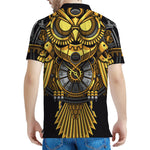 Steampunk Owl Print Men's Polo Shirt