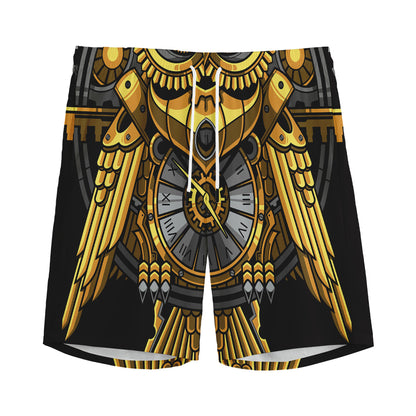 Steampunk Owl Print Men's Sports Shorts