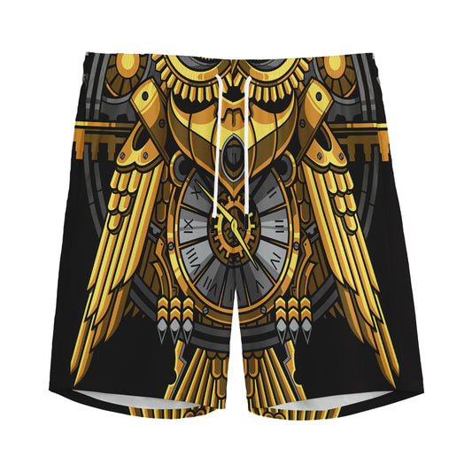 Steampunk Owl Print Men's Sports Shorts