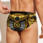 Steampunk Owl Print Men's Swim Briefs