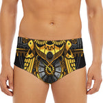 Steampunk Owl Print Men's Triangle Swim Briefs
